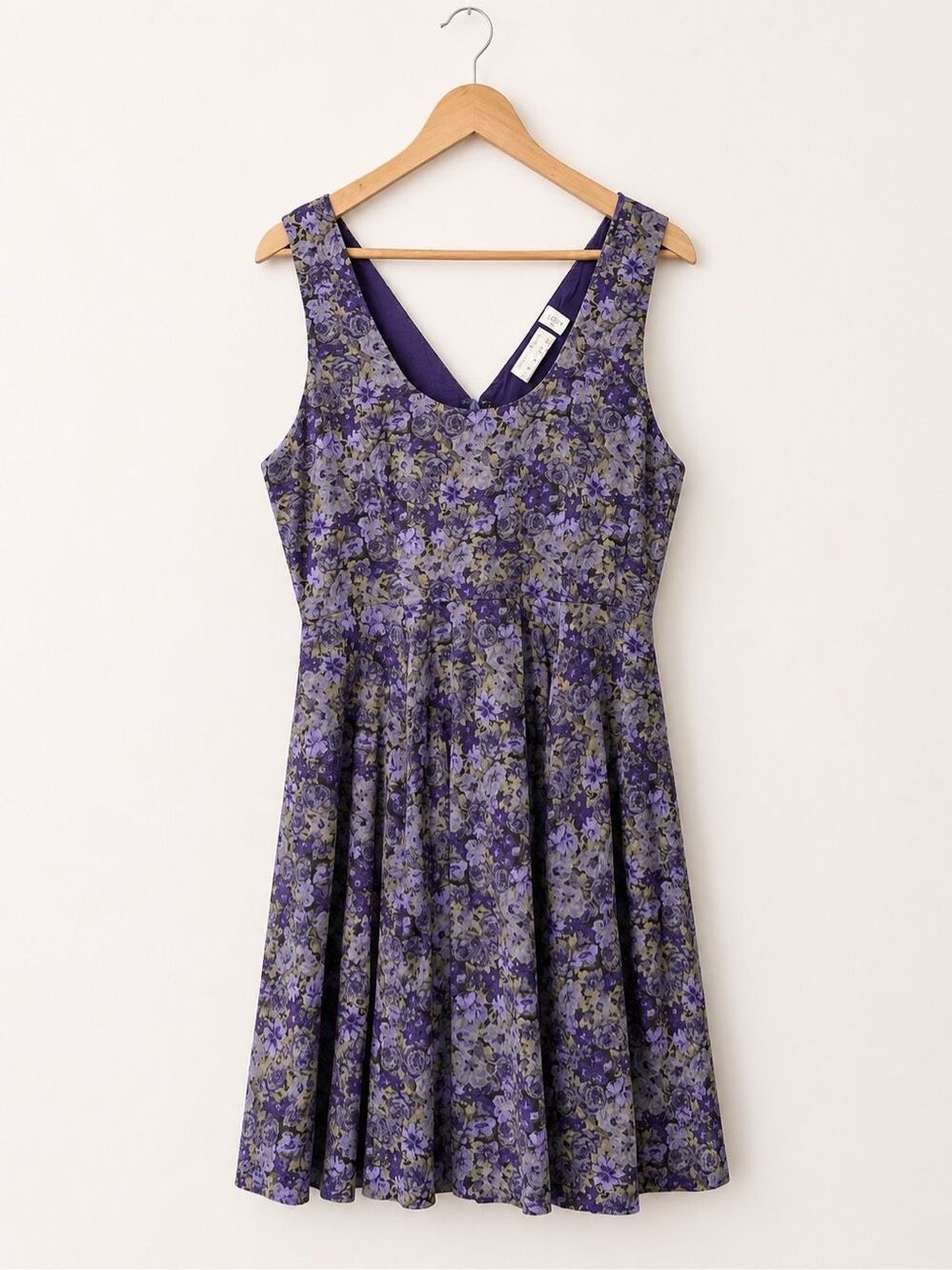 Kimchi Blue Purple Floral Fit & Flare Mini Dress Cotton Sleeveless Medium